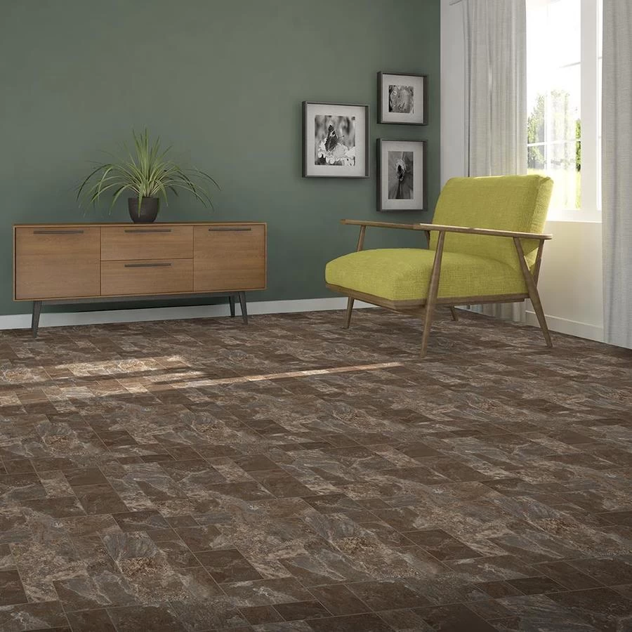 Congoleum ArmorCore UR Terrace Paver 12-ft W Cut-to-Length Fresh Brew Stone Look Low-Gloss Finish Sheet Vinyl