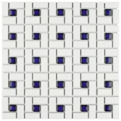 Merola Tile Spiral Blue And White 12-1/2 In. X 12-1/2 In. X 6 Mm Porcelain Mosaic Tile (11.07 Sq. Ft. / Case)