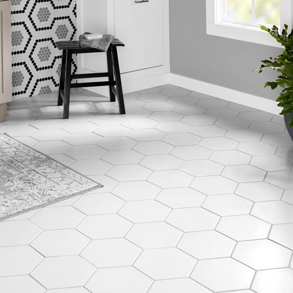 Merola Tile Textile Hex White 8-5/8 In. X 9-7/8 In. Porcelain Floor And Wall Tile (11.56 Sq. Ft. / Case) - Image 2