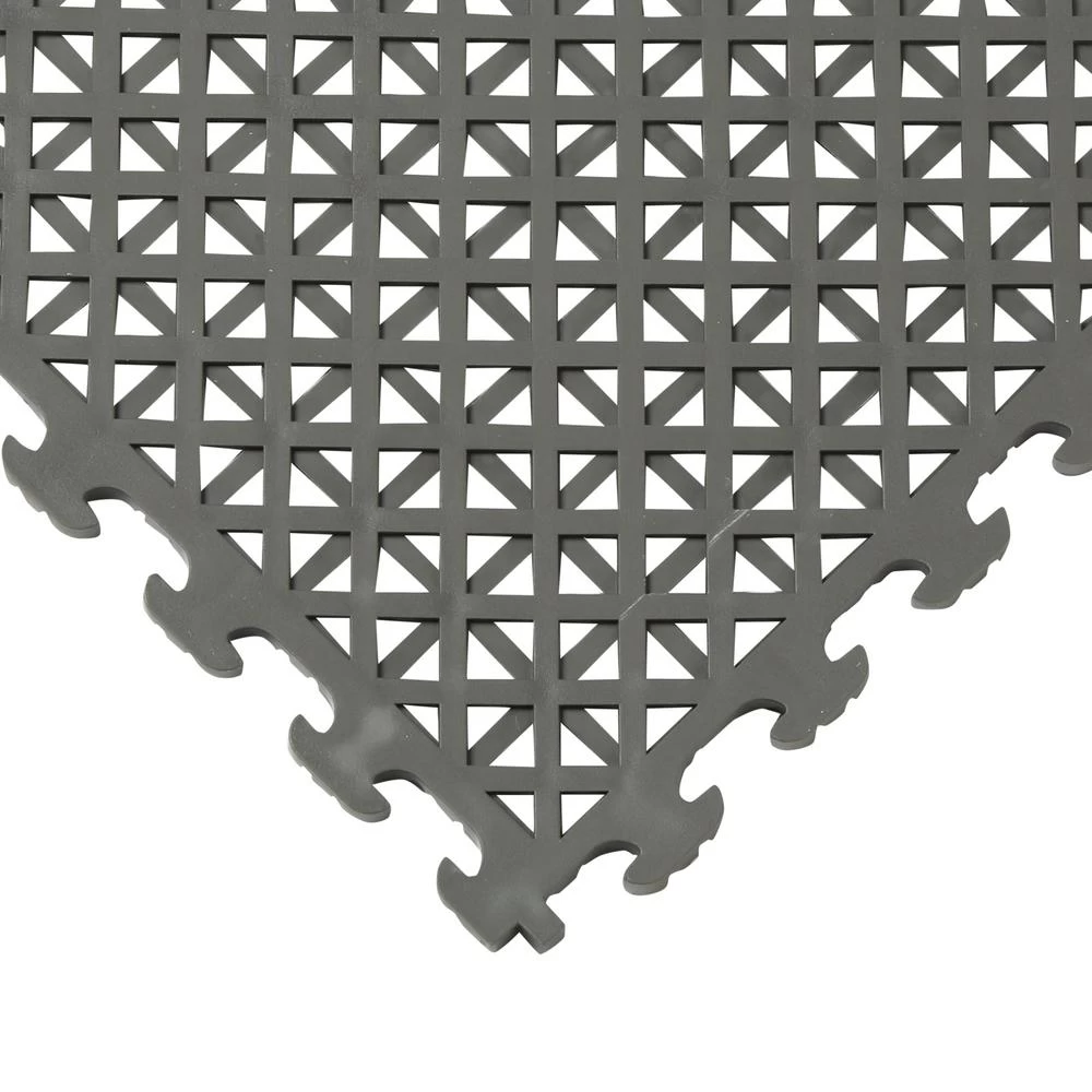 Norsk Multi-Purpose 18.3 In. X 18.3 In. Dove Gray Commercial PVC Garage Flooring Tile With Vented Drain Pattern (6-Pieces) - Image 2