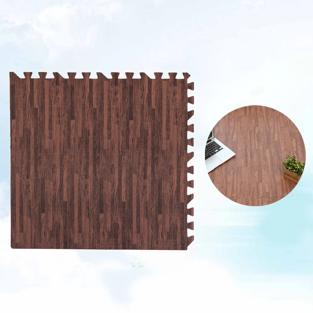 30cm Square EVA Foam Yoga Mat Floor Interlocking Mat Show Floor Yoga Fitness Gym Exercise Mat (Dark Wood Grain) - Image 5