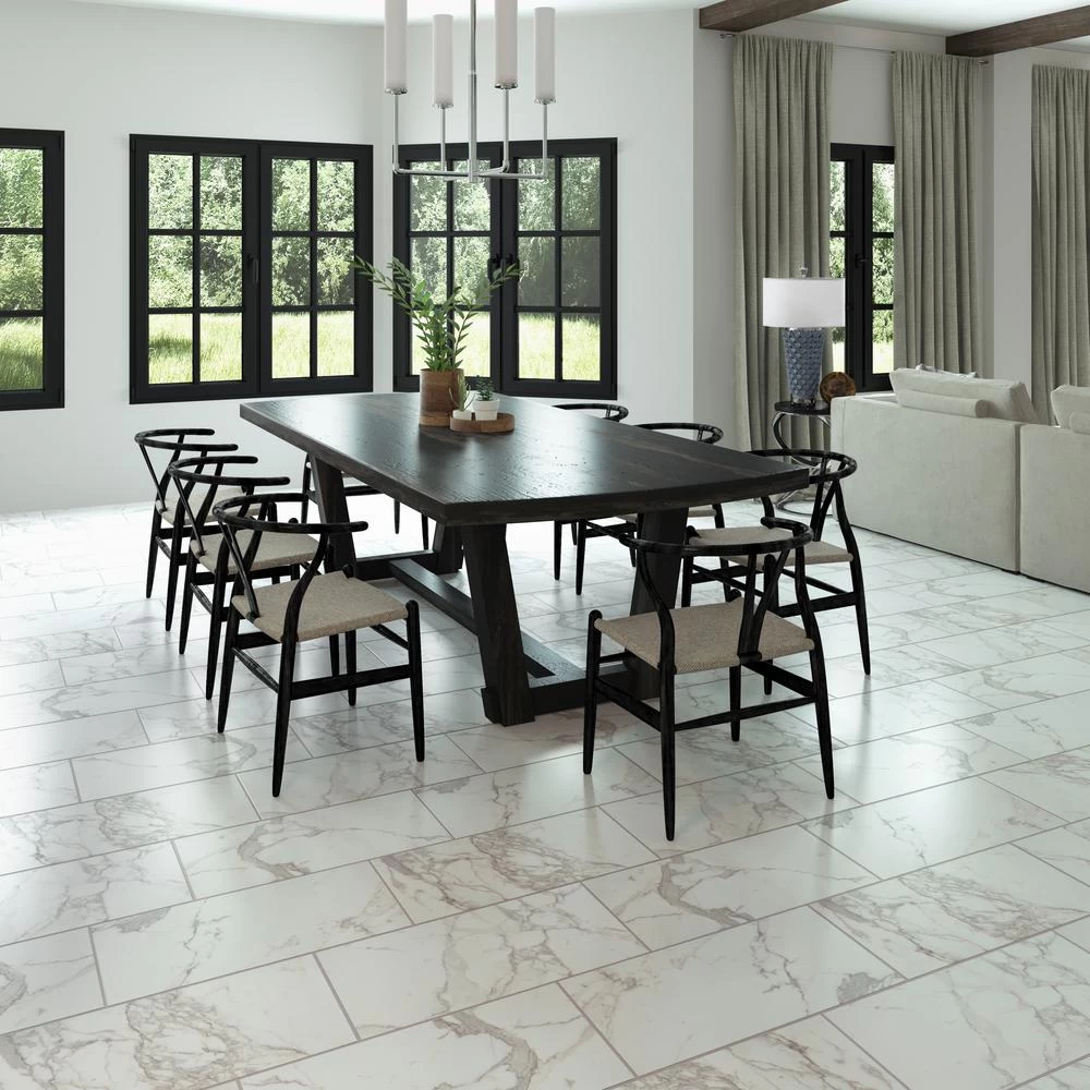Daltile QuicTile 12 In. X 24 In. Calacatta Marvel Matte Porcelain Locking Floor Tile (9.6 Sq. Ft. / Case) - Image 2