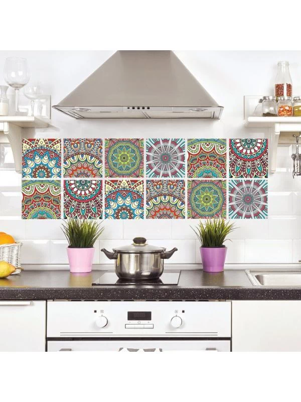Topumt 6Pcs Kitchen Bathroom Floor Simulation Wall Tile Waterproof Wallpaper Wall Stickers DIY Home Decoration - Image 4