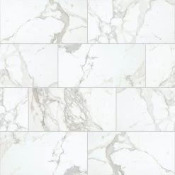 Daltile QuicTile 12 In. X 24 In. Calacatta Marvel Matte Porcelain Locking Floor Tile (9.6 Sq. Ft. / Case)