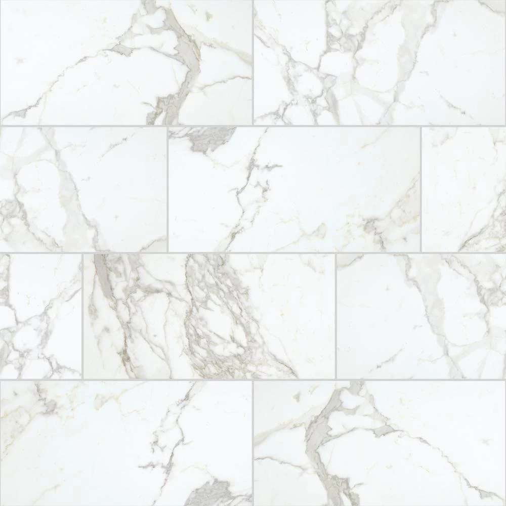 Daltile QuicTile 12 In. X 24 In. Calacatta Marvel Matte Porcelain Locking Floor Tile (9.6 Sq. Ft. / Case)