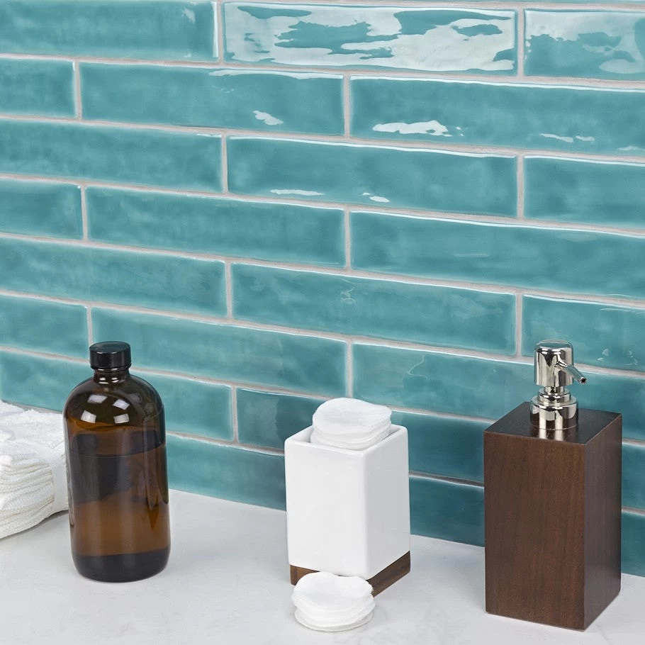 Brookline Turquoise 2 In. X 10 In. Polished Ceramic Subway Wall Tile (40 Pieces / 5.38 Sq. Ft. / Box) - Image 2