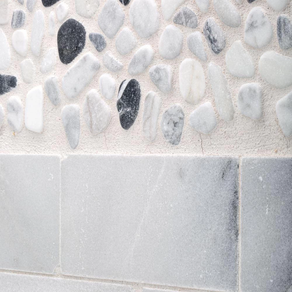 Jeffrey Court Carrara River Rocks 11.625 In. X 11.625 In. X 10.5 Mm Marble Mosaic Floor And Wall Tile - Image 5