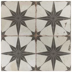 Merola Tile Kings Star Nero 17-5/8"x17-5/8" Ceramic F/W Tile