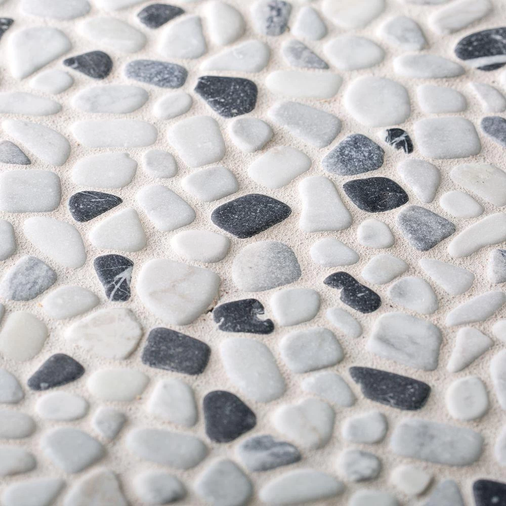 Jeffrey Court Carrara River Rocks 11.625 In. X 11.625 In. X 10.5 Mm Marble Mosaic Floor And Wall Tile