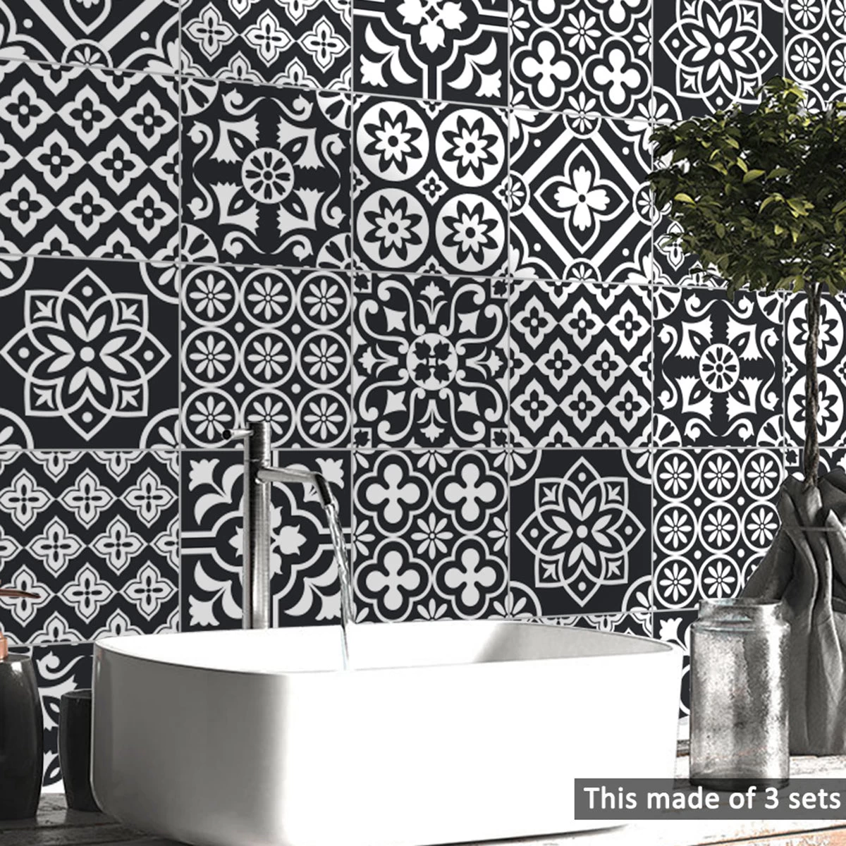 Goory 10 Pcs Moroccan Style Tile Sticker Backsplash Peel & Stick Kitchen Tile Decal, 8x8 Inches. - Image 6