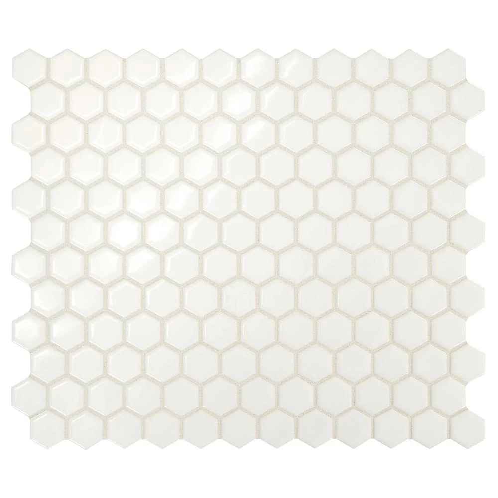 Daltile Premier Accents Powder White Hexagon 10 In. X 12 In. X 4 Mm Porcelain Mosaic Floor And Wall Tile (0.84 Sq. Ft. / Piece)