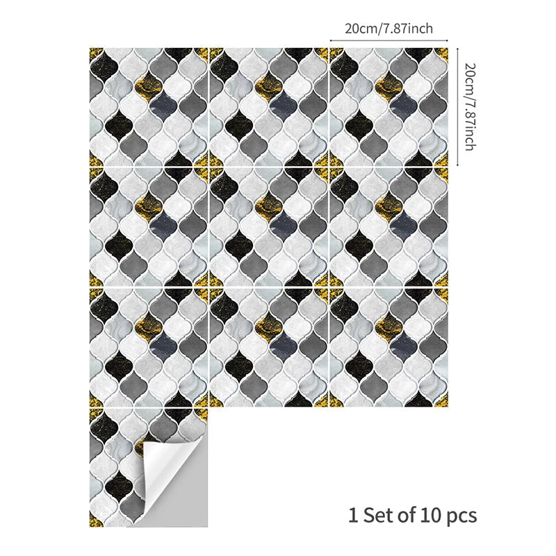 10Pcs Moroccan Tile Stickers Self-adhesive Wall Stickers Kitchen Bathroom Decor - Image 3