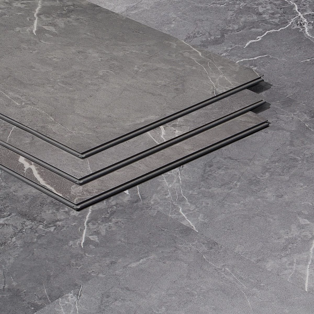 Artmore Tile Rogue Marble Dark Gray 12-in X 24-in Waterproof Interlocking Luxury Flooring (28.04-sq Ft)