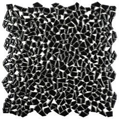 SomerTile 11.25" X 11.25" Dizzy Glossy Black Ceramic Mosaic Floor And Wall Tile (10 Tiles/ 8.98 Sqft.)