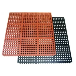 Rubber-Cal "Dura-Chef Interlock" Anti-Fatigue Mats - 5/8 In X 3 Ft X 3 Ft - Black Rubber Matting