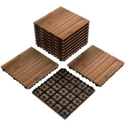 Yaheetech 12x 12''Patio Pavers Decking Flooring Deck Tiles Interlocking Wood Patio Tiles Pack Of 11 Tiles For Patio Garden Deck Poolside Indoor And Outdoor，Indoor And Outdoor
