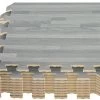 Sorbus Interlocking Floor Mat –Wood Print Multipurpose Foam Tile Flooring – Home, Office, Playroom (9 Tiles, 9 Sq Ft, Gray)