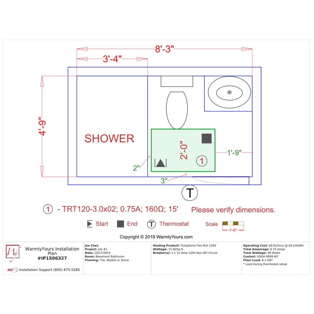 WarmlyYours TempZone 2 Ft. X 36 In. 120-Volt Radiant Floor Heating Kit (Covers 6 Sq. Ft.) - Image 2
