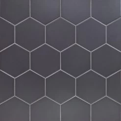 Magen Hex Dark Gray Matte Ceramic Hexagon Tile