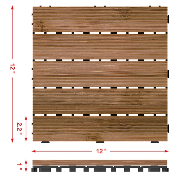 Yaheetech 12x 12''Patio Pavers Decking Flooring Deck Tiles Interlocking Wood Patio Tiles Pack Of 11 Tiles For Patio Garden Deck Poolside Indoor And Outdoor,Indoor And Outdoor - Image 2
