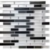 Crystiles Black, Deep Grey And Brushed Silver 12 In. X 12 In. Peel And Stick Vinyl Wall Tile Backsplash, "Pro" Series Thicker Version (4-Pack)