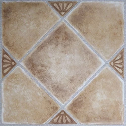 Roman Palace Collection 20 Pack Of 12" X 12" Self Adhesive High Gloss (No Wax) Finish 1.2mm Thick Vinyl Tiles - Beige