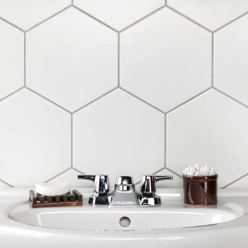 Merola Tile Textile Hex White 8-5/8 In. X 9-7/8 In. Porcelain Floor And Wall Tile (11.56 Sq. Ft. / Case) - Image 11