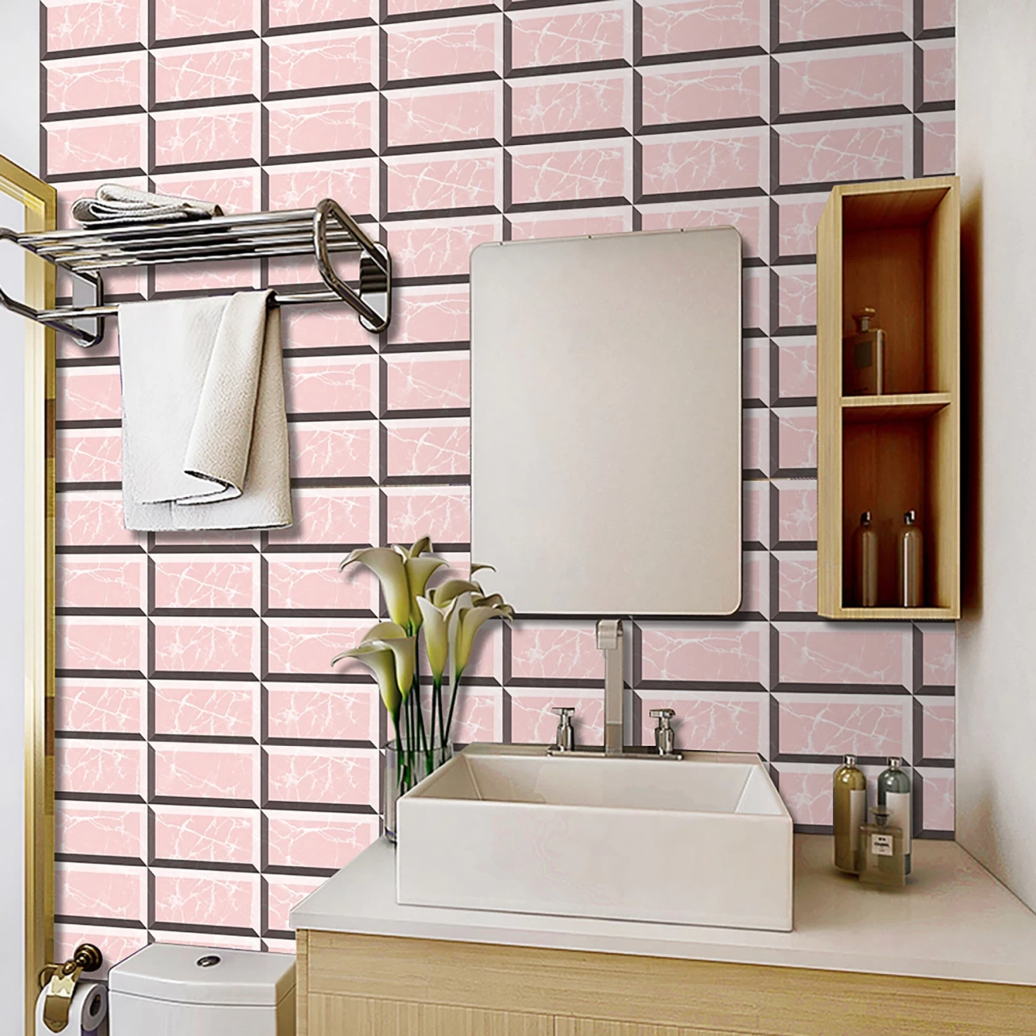 DIY Set 20x10cm Mosaic Kitchen Tile Stickers Bathroom Self-Adhesive Decor Waterproof - Image 4