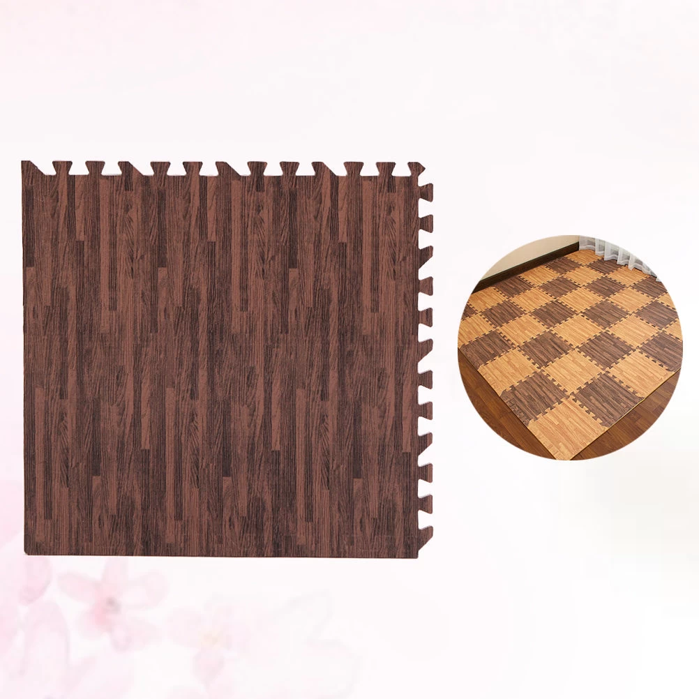 30cm Square EVA Foam Yoga Mat Floor Interlocking Mat Show Floor Yoga Fitness Gym Exercise Mat (Dark Wood Grain) - Image 3