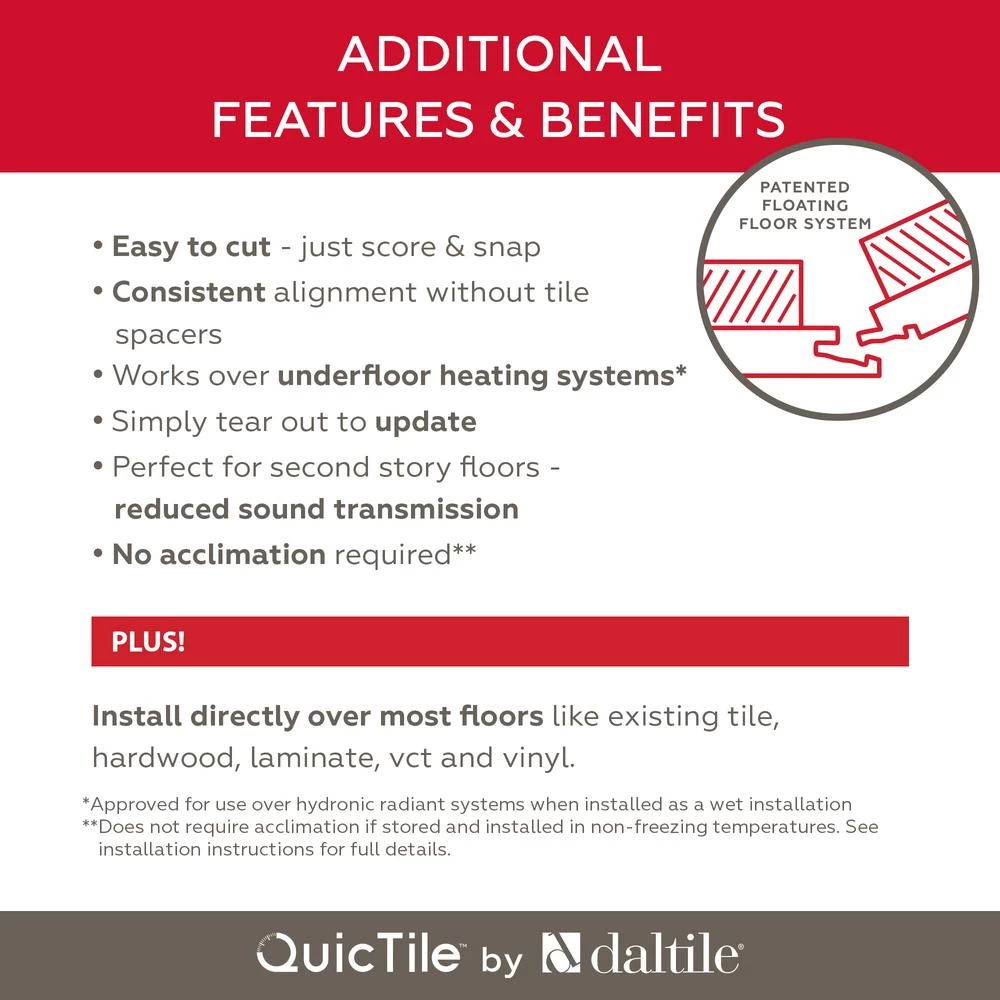 Daltile QuicTile 12 In. X 24 In. Calacatta Marvel Matte Porcelain Locking Floor Tile (9.6 Sq. Ft. / Case) - Image 12