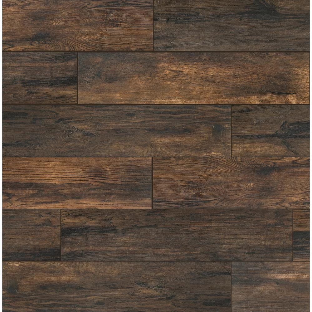 Florida Tile Home Collection Smoked Hickory 8 In. X 36 In. Porcelain Floor And Wall Tile