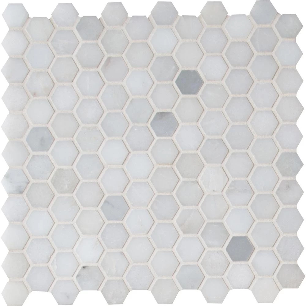 MSI Greecian White Mini Hexagon 12 In. X 12 In. X 10mm Polished Marble Mesh-Mounted Mosaic Tile (10 Sq. Ft. / Case) - Image 3