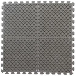 Norsk Multi-Purpose 18.3 In. X 18.3 In. Dove Gray Commercial PVC Garage Flooring Tile With Vented Drain Pattern (6-Pieces)