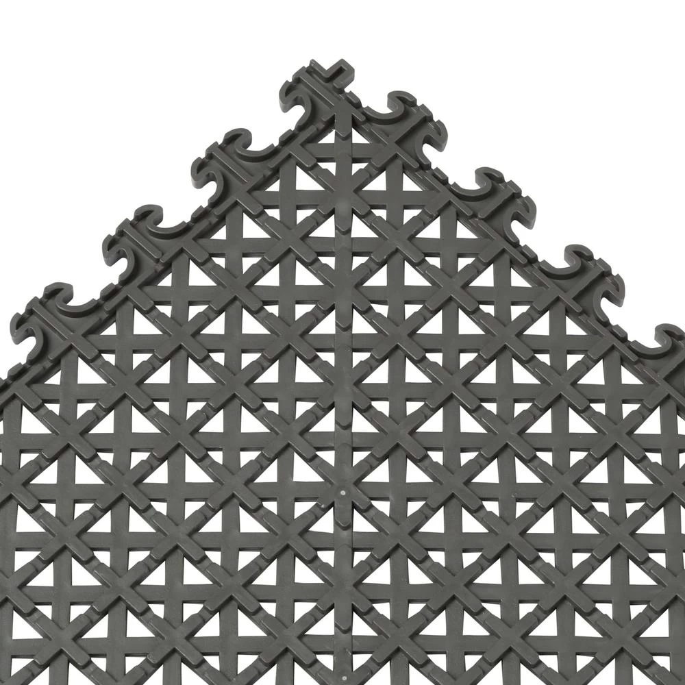 Norsk Multi-Purpose 18.3 In. X 18.3 In. Dove Gray Commercial PVC Garage Flooring Tile With Vented Drain Pattern (6-Pieces) - Image 4