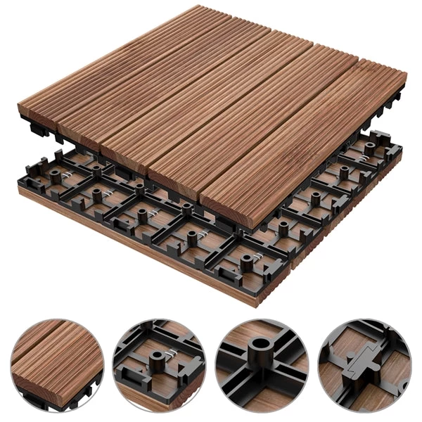 Yaheetech 12x 12''Patio Pavers Decking Flooring Deck Tiles Interlocking Wood Patio Tiles Pack Of 11 Tiles For Patio Garden Deck Poolside Indoor And Outdoor,Indoor And Outdoor - Image 10