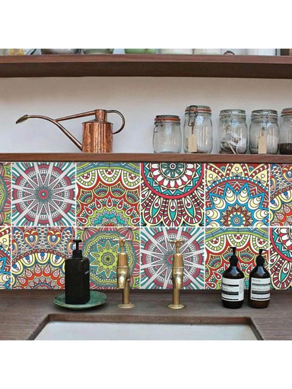 Topumt 6Pcs Kitchen Bathroom Floor Simulation Wall Tile Waterproof Wallpaper Wall Stickers DIY Home Decoration - Image 3