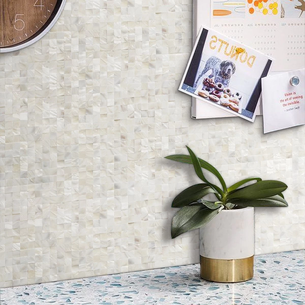 Bond Tile Easy Luxe Mother Of Pearl Square 11.81 In. X 11.81 In. Peel And Stick Tile (0.96 Sq. Ft. / Sheet) - Image 4