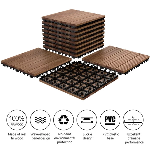 Yaheetech 12x 12''Patio Pavers Decking Flooring Deck Tiles Interlocking Wood Patio Tiles Pack Of 11 Tiles For Patio Garden Deck Poolside Indoor And Outdoor,Indoor And Outdoor - Image 11