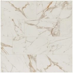 Daltile QuicTile 12 In. X 24 In. Calacatta Marble Polished Porcelain Locking Floor Tile (9.6 Sq. Ft. / Case)