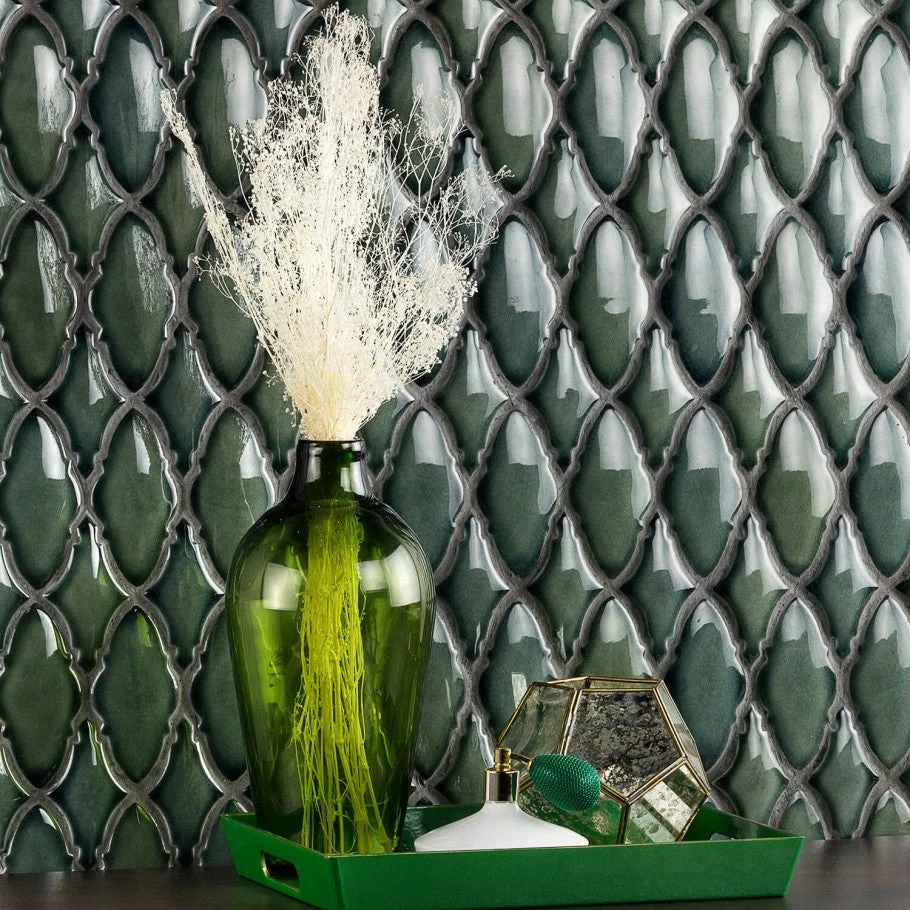 Divine Valor Deep Emerald 9 In. X 12 In. Glazed Ceramic Mosaic Tile (0.60 Sq. Ft.) - Image 2