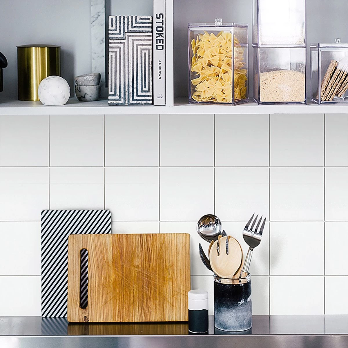 Bond Tile Easy Luxe Square White 12 In. X 12 In. SPC Peel And Stick Tile (1 Sq. Ft. / Sheet) - Image 2